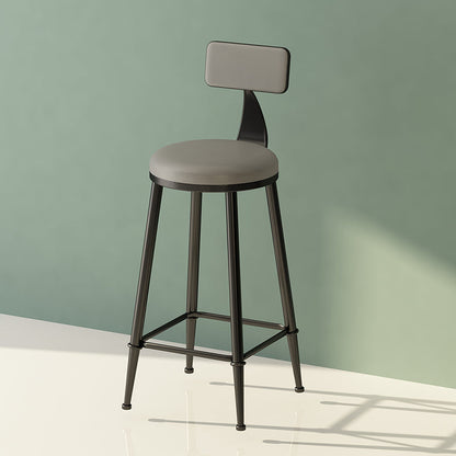 Low Back Dining Stools Round Armless Bar Stools with Metal Base