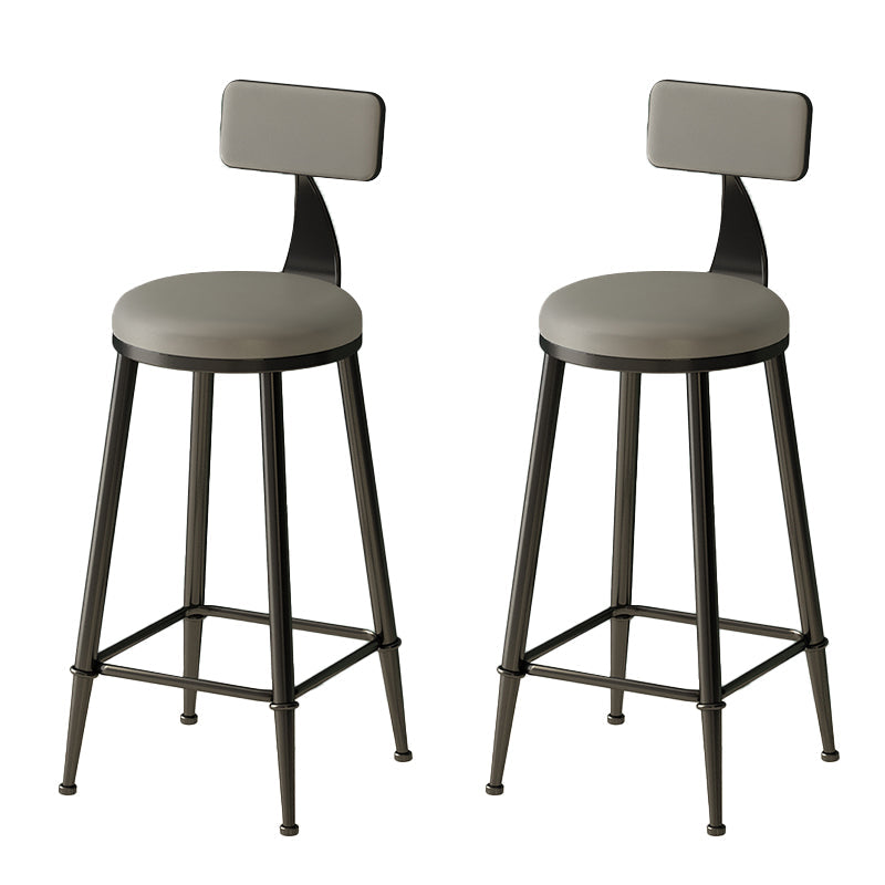 Low Back Dining Stools Round Armless Bar Stools with Metal Base