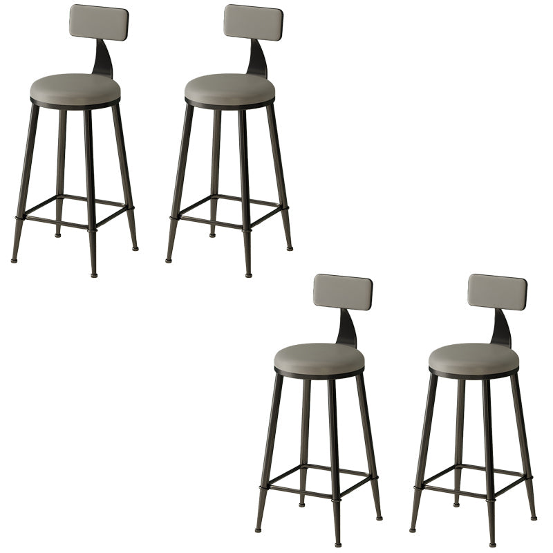 Low Back Dining Stools Round Armless Bar Stools with Metal Base