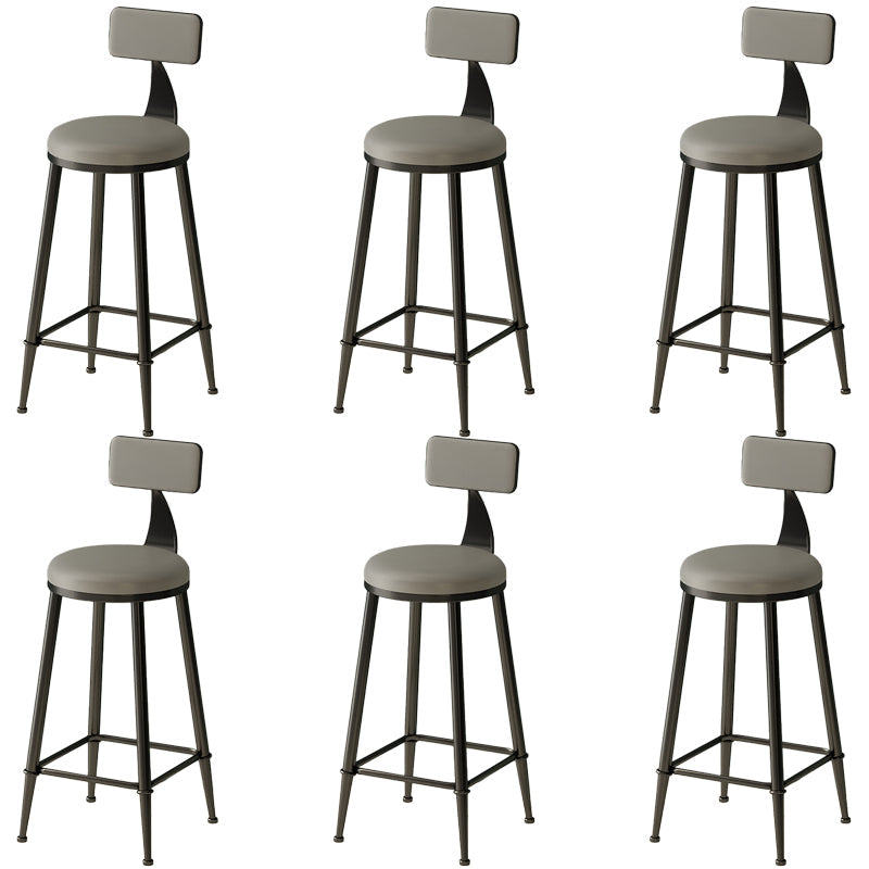 Low Back Dining Stools Round Armless Bar Stools with Metal Base