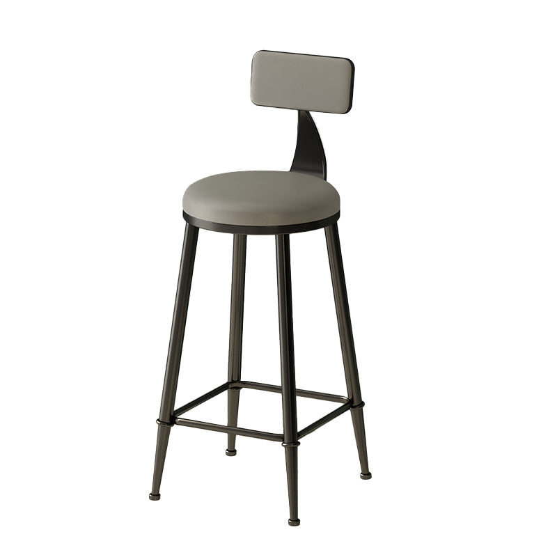 Low Back Dining Stools Round Armless Bar Stools with Metal Base
