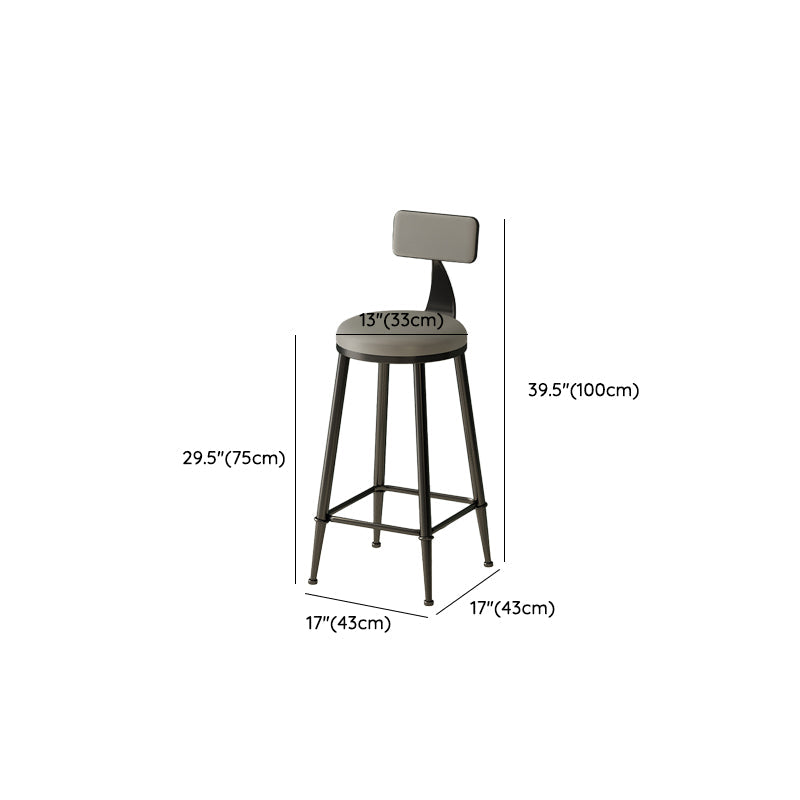 Low Back Dining Stools Round Armless Bar Stools with Metal Base
