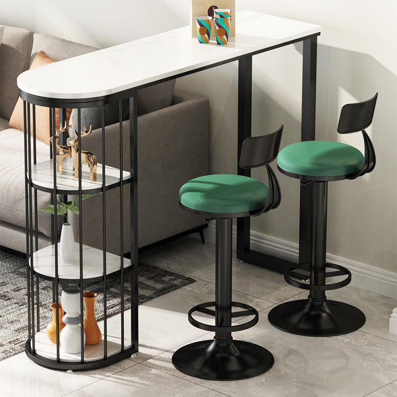 Low Back Dining Stool Adjustable Height Bar Stool with Metal Base Clearhalo 'Bar Furniture' 'Bar Stools' 'bar_stools' 'furn' 'furn_bar_stools' 'Furniture' 'Kitchen & Dining Furniture' 6968108
