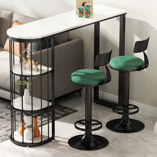 Low Back Dining Stool Adjustable Height Bar Stool with Metal Base Clearhalo 'Bar Furniture' 'Bar Stools' 'bar_stools' 'furn' 'furn_bar_stools' 'Furniture' 'Kitchen & Dining Furniture' 6968108