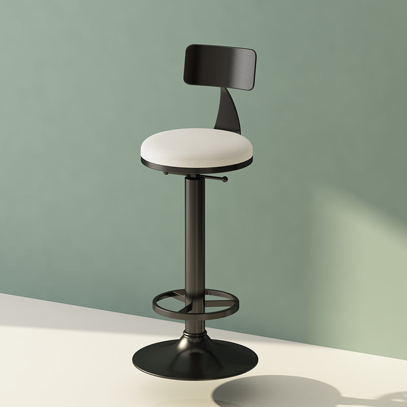 Low Back Dining Stool Adjustable Height Bar Stool with Metal Base White 1 Piece Clearhalo 'Bar Furniture' 'Bar Stools' 'bar_stools' 'furn' 'furn_bar_stools' 'Furniture' 'Kitchen & Dining Furniture' 6968109