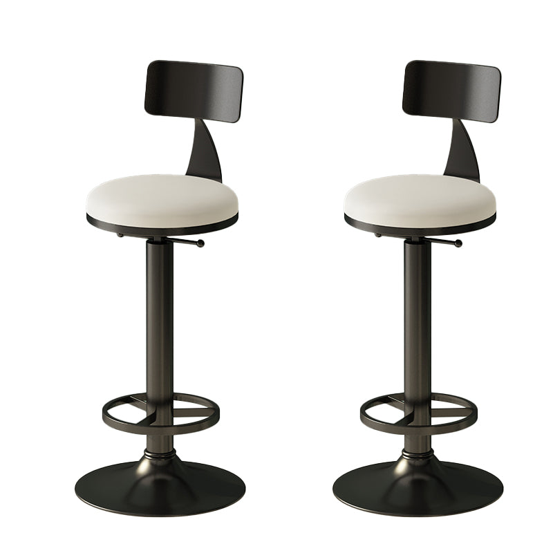 Low Back Dining Stool Adjustable Height Bar Stool with Metal Base White 2 Piece Set Clearhalo 'Bar Furniture' 'Bar Stools' 'bar_stools' 'furn' 'furn_bar_stools' 'Furniture' 'Kitchen & Dining Furniture' 6968113