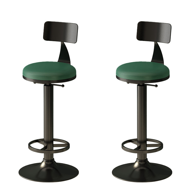 Low Back Dining Stool Adjustable Height Bar Stool with Metal Base Green 2 Piece Set Clearhalo 'Bar Furniture' 'Bar Stools' 'bar_stools' 'furn' 'furn_bar_stools' 'Furniture' 'Kitchen & Dining Furniture' 6968114