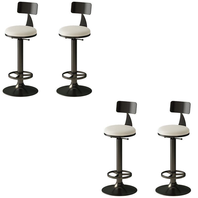 Low Back Dining Stool Adjustable Height Bar Stool with Metal Base White 4 Piece Set Clearhalo 'Bar Furniture' 'Bar Stools' 'bar_stools' 'furn' 'furn_bar_stools' 'Furniture' 'Kitchen & Dining Furniture' 6968116