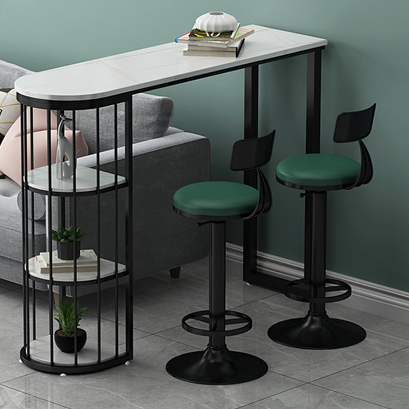 Low Back Dining Stool Adjustable Height Bar Stool with Metal Base Clearhalo 'Bar Furniture' 'Bar Stools' 'bar_stools' 'furn' 'furn_bar_stools' 'Furniture' 'Kitchen & Dining Furniture' 6968119
