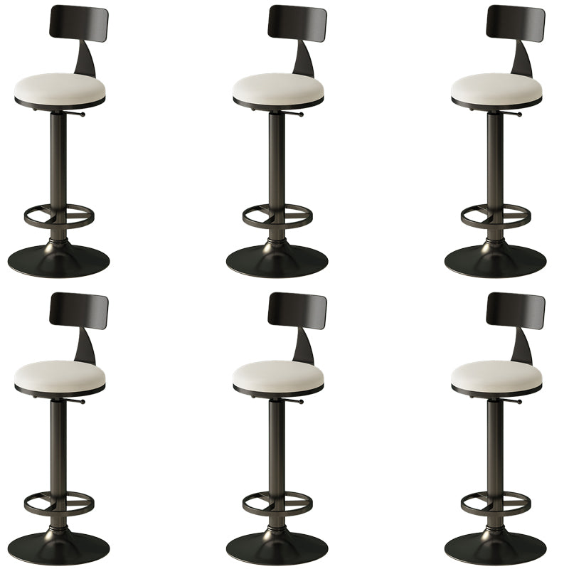 Low Back Dining Stool Adjustable Height Bar Stool with Metal Base White 6 Piece Set Clearhalo 'Bar Furniture' 'Bar Stools' 'bar_stools' 'furn' 'furn_bar_stools' 'Furniture' 'Kitchen & Dining Furniture' 6968121