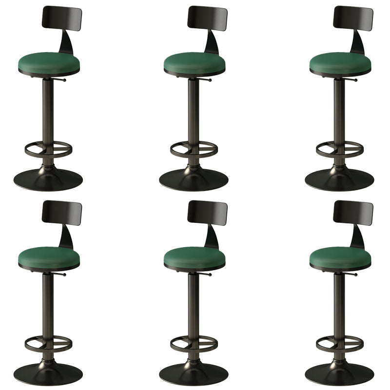 Low Back Dining Stool Adjustable Height Bar Stool with Metal Base Green 6 Piece Set Clearhalo 'Bar Furniture' 'Bar Stools' 'bar_stools' 'furn' 'furn_bar_stools' 'Furniture' 'Kitchen & Dining Furniture' 6968122
