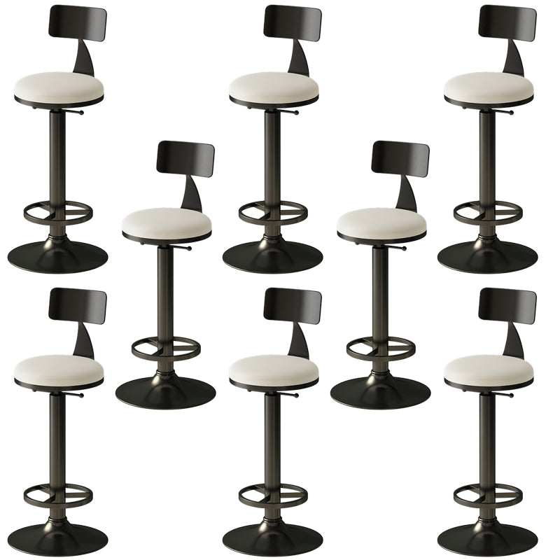 Low Back Dining Stool Adjustable Height Bar Stool with Metal Base White 8 Piece Set Clearhalo 'Bar Furniture' 'Bar Stools' 'bar_stools' 'furn' 'furn_bar_stools' 'Furniture' 'Kitchen & Dining Furniture' 6968123
