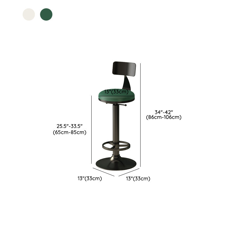 Low Back Dining Stool Adjustable Height Bar Stool with Metal Base Clearhalo 'Bar Furniture' 'Bar Stools' 'bar_stools' 'furn' 'furn_bar_stools' 'Furniture' 'Kitchen & Dining Furniture' 6968125