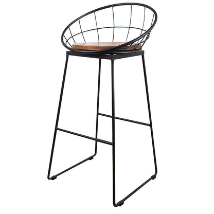 Sgabelli da bar rotondi contemporanei con poggiabottiglie in metallo con poggiapiedi