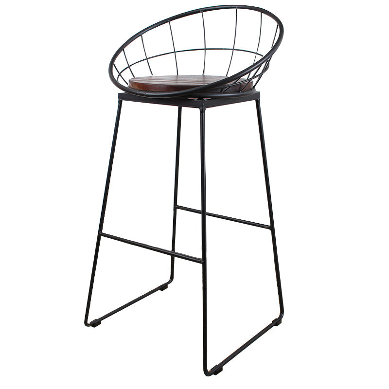 Sgabelli da bar rotondi contemporanei con poggiabottiglie in metallo con poggiapiedi