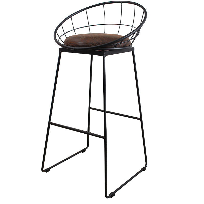 Sgabelli da bar rotondi contemporanei con poggiabottiglie in metallo con poggiapiedi