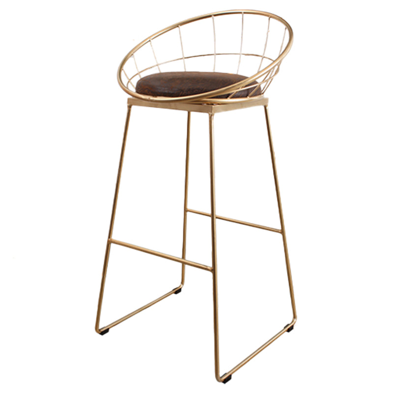 Sgabelli da bar rotondi contemporanei con poggiabottiglie in metallo con poggiapiedi