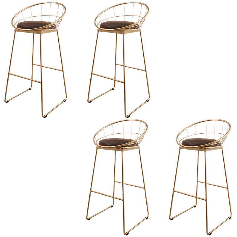 Sgabelli da bar rotondi contemporanei con poggiabottiglie in metallo con poggiapiedi