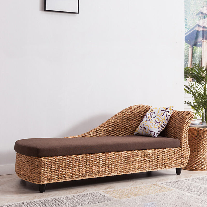 Upholstered Chaise Rattan Chaise Lounge Chair for Bedroom and Living Room