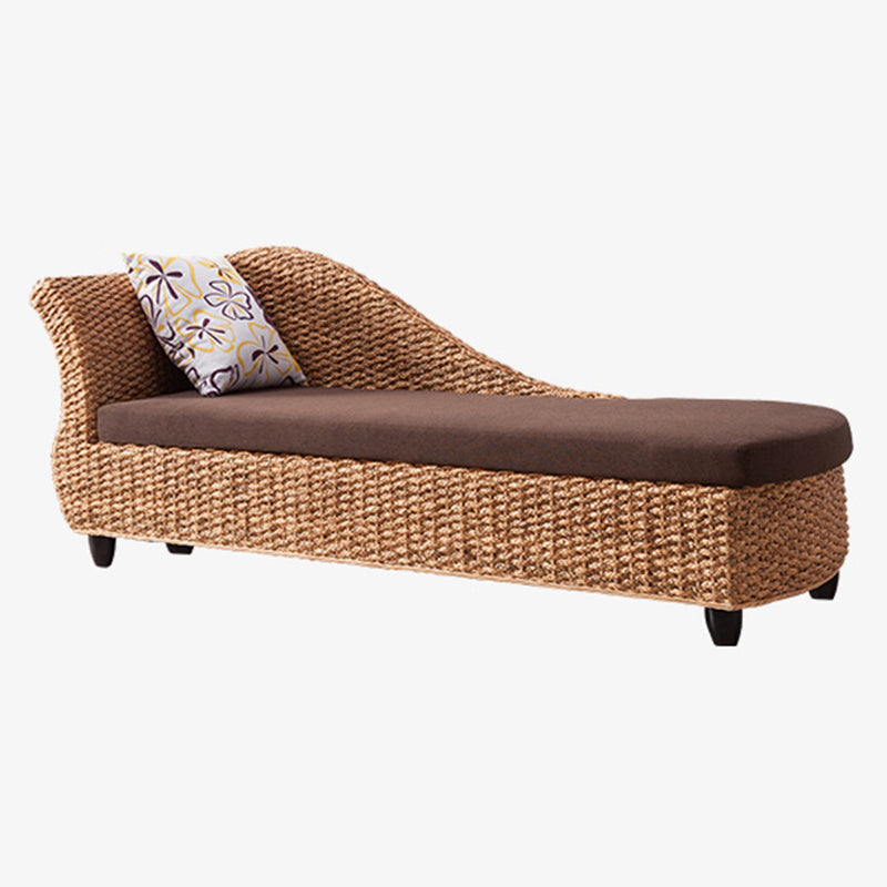 Upholstered Chaise Rattan Chaise Lounge Chair for Bedroom and Living Room