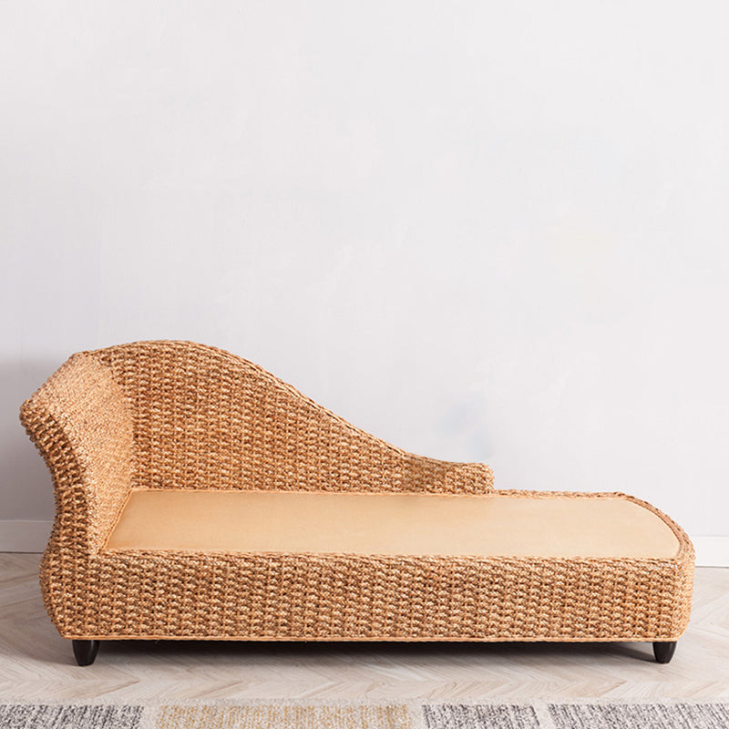 Upholstered Chaise Rattan Chaise Lounge Chair for Bedroom and Living Room