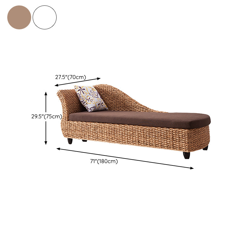 Upholstered Chaise Rattan Chaise Lounge Chair for Bedroom and Living Room