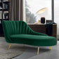 Glam Cushioned Chaise Lounge Velvet Chaise with Flared Arms for Bedroom and Living Room