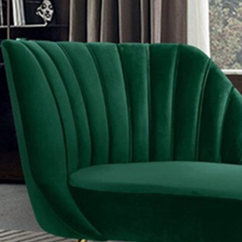 Glam Cushioned Chaise Lounge Velvet Chaise with Flared Arms for Bedroom and Living Room