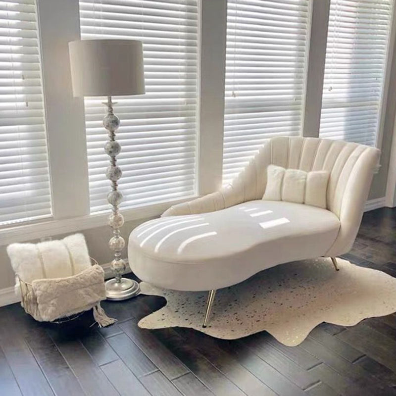 Glam Cushioned Chaise Lounge Velvet Chaise with Flared Arms for Bedroom and Living Room