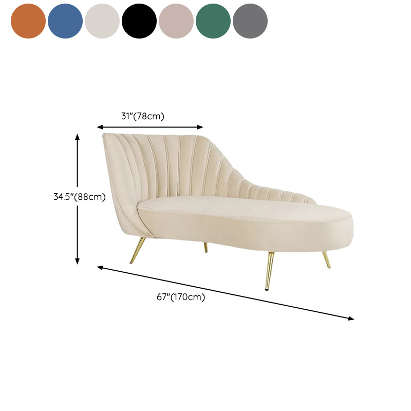 Glam Cushioned Chaise Lounge Velvet Chaise with Flared Arms for Bedroom and Living Room