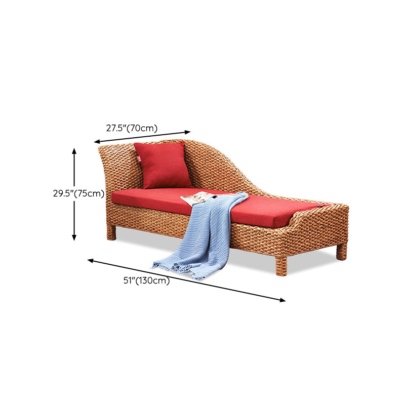 Sillón Chaise Lounge de ratán Chaise tapizado con un brazo