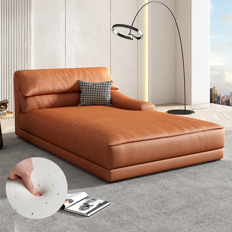 Modern Upholstered Chaise Lounge Leather Recessed Arms for Bedroom and Living Room Brown Left-Arm Chaise Spring&Latex Clearhalo 'Chairs & Seating' 'Chaise Lounge' 'chaise_lounge' 'furn' 'furn_chaise_lounge' 'Furniture' 'Living Room Furniture' 6968700