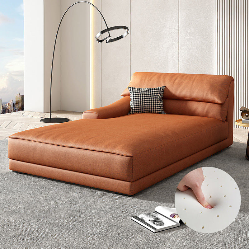 Modern Upholstered Chaise Lounge Leather Recessed Arms for Bedroom and Living Room Brown Right-Arm Chaise Spring&Latex Clearhalo 'Chairs & Seating' 'Chaise Lounge' 'chaise_lounge' 'furn' 'furn_chaise_lounge' 'Furniture' 'Living Room Furniture' 6968702