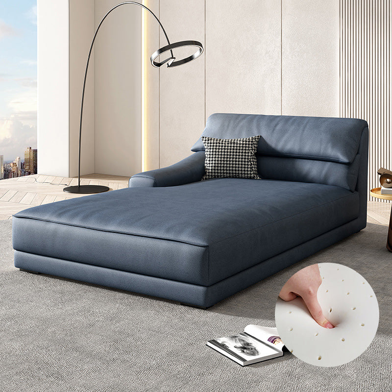 Modern Upholstered Chaise Lounge Leather Recessed Arms for Bedroom and Living Room Airy Blue Right-Arm Chaise Spring&Latex Clearhalo 'Chairs & Seating' 'Chaise Lounge' 'chaise_lounge' 'furn' 'furn_chaise_lounge' 'Furniture' 'Living Room Furniture' 6968706