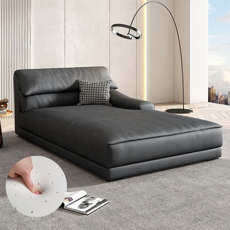 Modern Upholstered Chaise Lounge Leather Recessed Arms for Bedroom and Living Room Black-Gray Left-Arm Chaise Spring&Latex Clearhalo 'Chairs & Seating' 'Chaise Lounge' 'chaise_lounge' 'furn' 'furn_chaise_lounge' 'Furniture' 'Living Room Furniture' 6968712