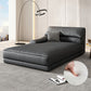 Modern Upholstered Chaise Lounge Leather Recessed Arms for Bedroom and Living Room Black-Gray Right-Arm Chaise Spring&Latex Clearhalo 'Chairs & Seating' 'Chaise Lounge' 'chaise_lounge' 'furn' 'furn_chaise_lounge' 'Furniture' 'Living Room Furniture' 6968714