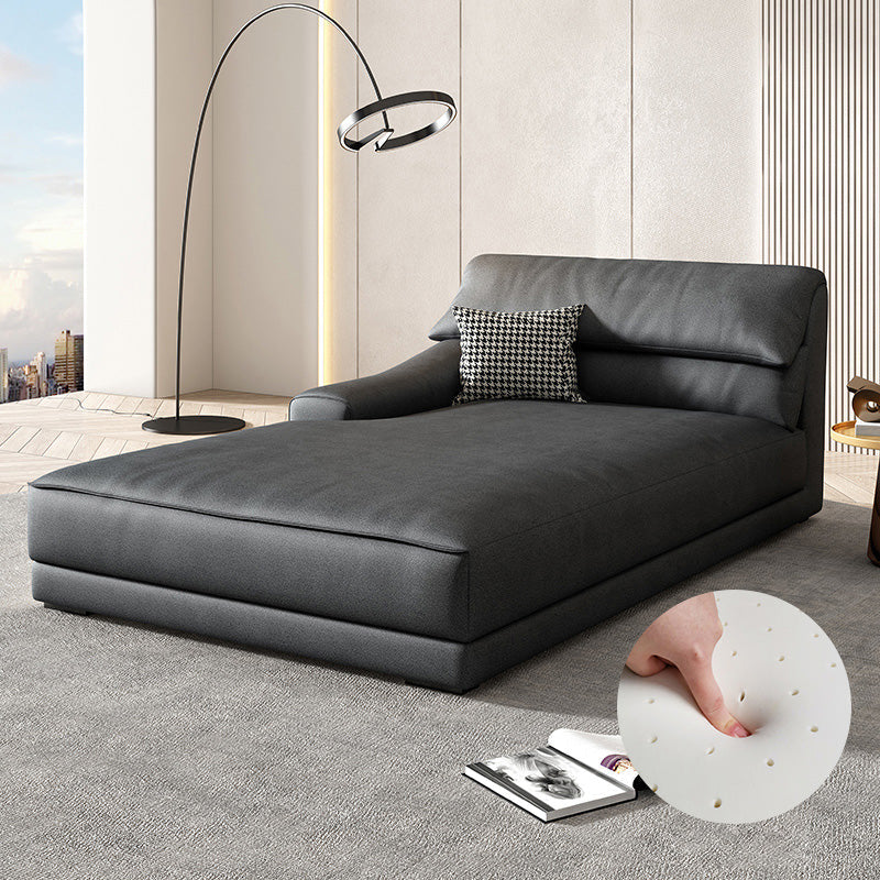 Modern Upholstered Chaise Lounge Leather Recessed Arms for Bedroom and Living Room Black-Gray Right-Arm Chaise Spring&Latex Clearhalo 'Chairs & Seating' 'Chaise Lounge' 'chaise_lounge' 'furn' 'furn_chaise_lounge' 'Furniture' 'Living Room Furniture' 6968714