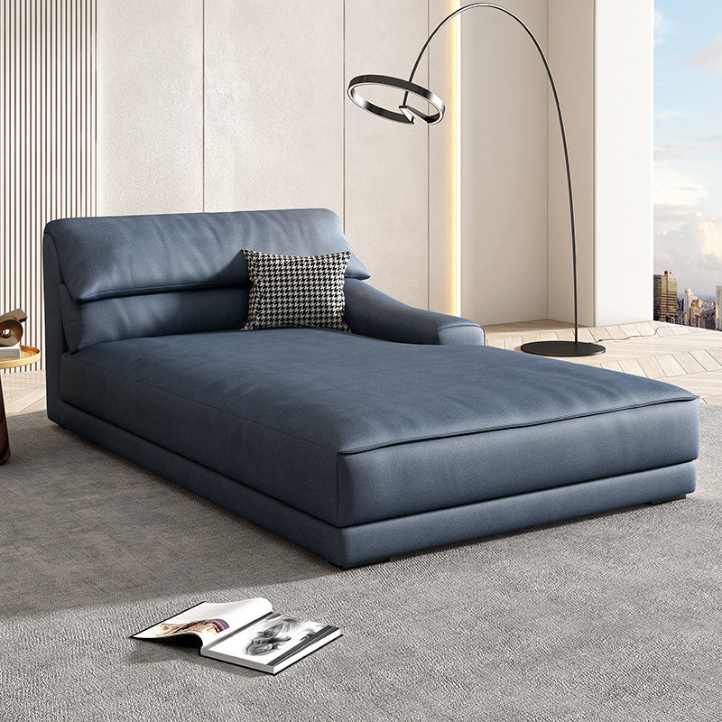 Modern Upholstered Chaise Lounge Leather Recessed Arms for Bedroom and Living Room Airy Blue Left-Arm Chaise Pine & Latex Clearhalo 'Chairs & Seating' 'Chaise Lounge' 'chaise_lounge' 'furn' 'furn_chaise_lounge' 'Furniture' 'Living Room Furniture' 6968722