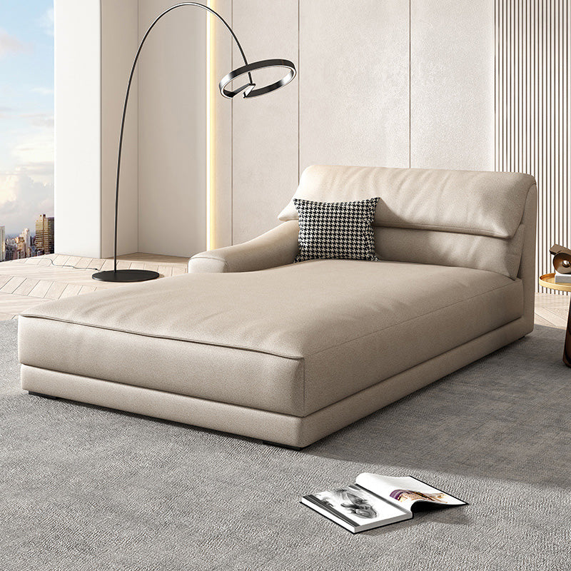 Modern Upholstered Chaise Lounge Leather Recessed Arms for Bedroom and Living Room Beige Right-Arm Chaise Pine & Latex Clearhalo 'Chairs & Seating' 'Chaise Lounge' 'chaise_lounge' 'furn' 'furn_chaise_lounge' 'Furniture' 'Living Room Furniture' 6968725