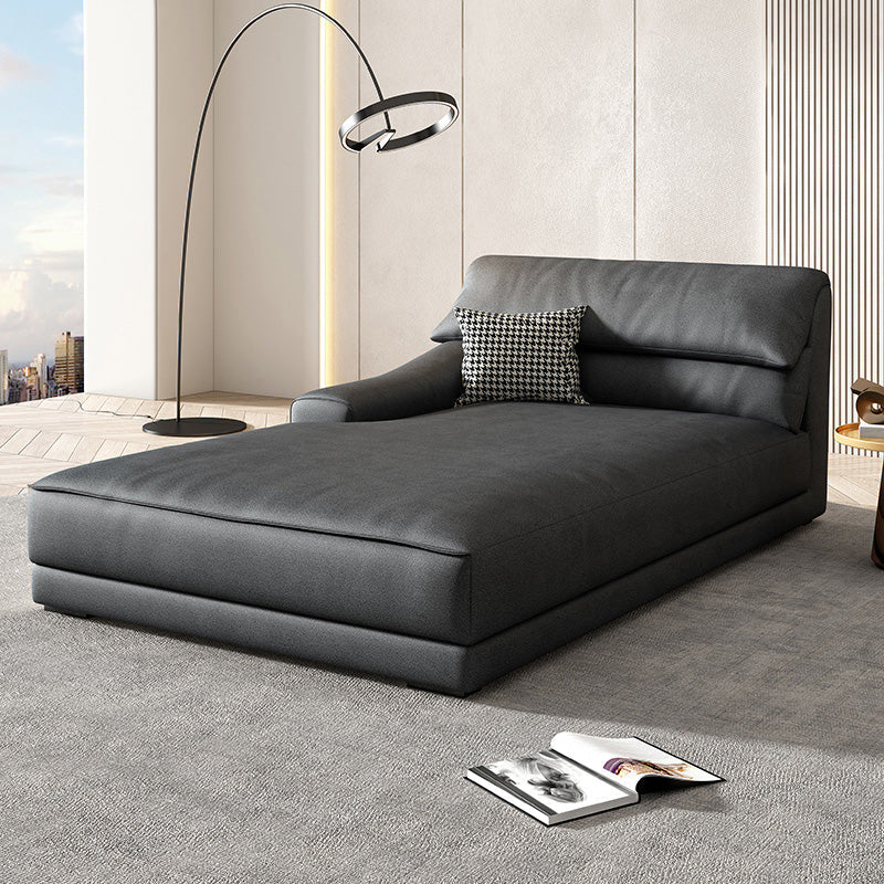 Modern Upholstered Chaise Lounge Leather Recessed Arms for Bedroom and Living Room Black-Gray Right-Arm Chaise Pine & Latex Clearhalo 'Chairs & Seating' 'Chaise Lounge' 'chaise_lounge' 'furn' 'furn_chaise_lounge' 'Furniture' 'Living Room Furniture' 6968727