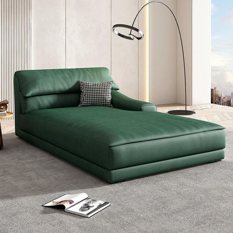 Modern Upholstered Chaise Lounge Leather Recessed Arms for Bedroom and Living Room Blackish Green Left-Arm Chaise Pine & Latex Clearhalo 'Chairs & Seating' 'Chaise Lounge' 'chaise_lounge' 'furn' 'furn_chaise_lounge' 'Furniture' 'Living Room Furniture' 6968730