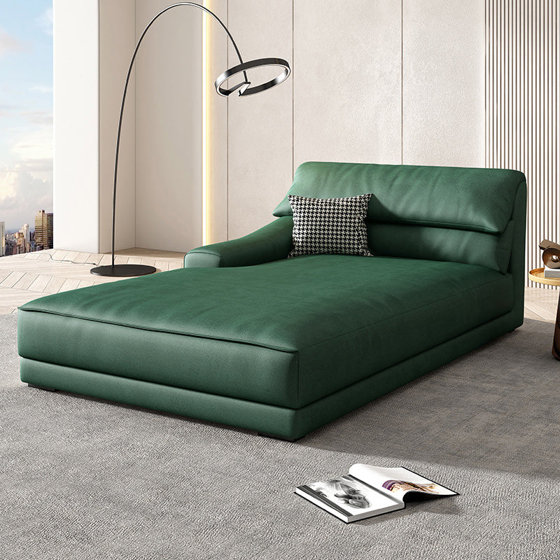Modern Upholstered Chaise Lounge Leather Recessed Arms for Bedroom and Living Room Blackish Green Right-Arm Chaise Pine & Latex Clearhalo 'Chairs & Seating' 'Chaise Lounge' 'chaise_lounge' 'furn' 'furn_chaise_lounge' 'Furniture' 'Living Room Furniture' 6968731