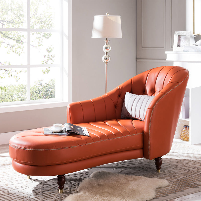 Nordic Style Leather Chair Solid Color Chaise Lounge Couch for Bedroom Orange Red Clearhalo 'Chairs & Seating' 'Chaise Lounge' 'chaise_lounge' 'furn' 'furn_chaise_lounge' 'Furniture' 'Living Room Furniture' 6968748