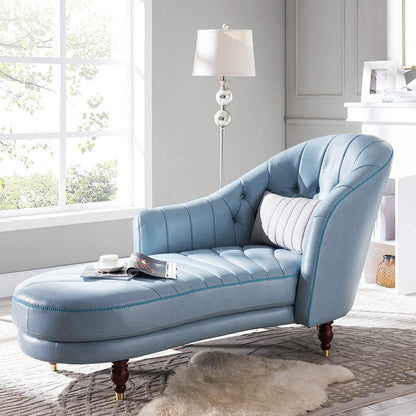 Nordic Style Leather Chair Solid Color Chaise Lounge Couch for Bedroom Royal Blue Clearhalo 'Chairs & Seating' 'Chaise Lounge' 'chaise_lounge' 'furn' 'furn_chaise_lounge' 'Furniture' 'Living Room Furniture' 6968752