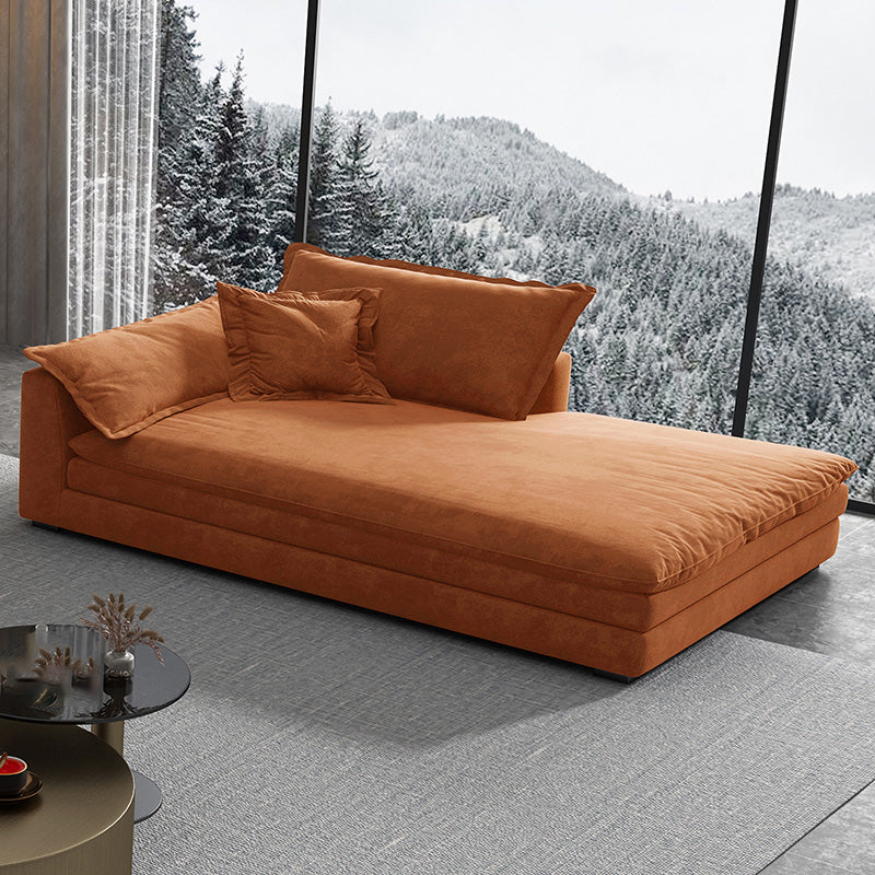 Glam Cushioned Chaise Lounge Recessed Arms Chaise with Three Pillows for Bedroom Orange Left-Arm Chaise Clearhalo 'Chairs & Seating' 'Chaise Lounge' 'chaise_lounge' 'furn' 'furn_chaise_lounge' 'Furniture' 'Living Room Furniture' 6968765