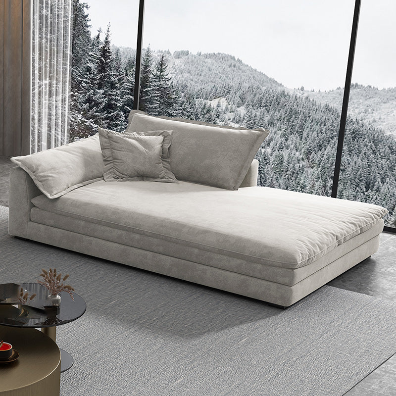 Glam Cushioned Chaise Lounge Recessed Arms Chaise with Three Pillows for Bedroom Off-White Left-Arm Chaise Clearhalo 'Chairs & Seating' 'Chaise Lounge' 'chaise_lounge' 'furn' 'furn_chaise_lounge' 'Furniture' 'Living Room Furniture' 6968766