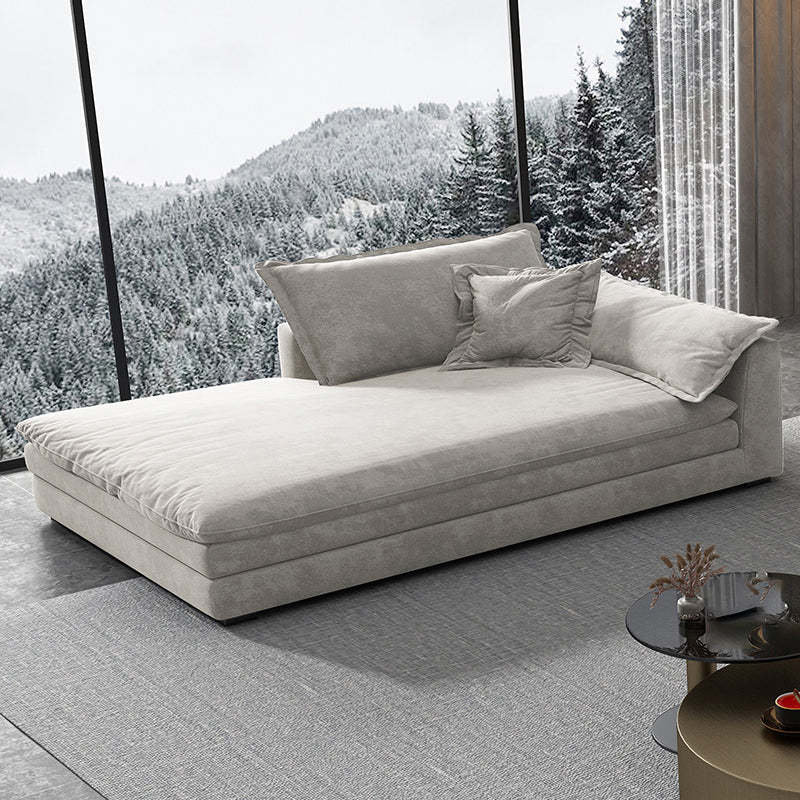 Glam Cushioned Chaise Lounge Recessed Arms Chaise with Three Pillows for Bedroom Off-White Right-Arm Chaise Clearhalo 'Chairs & Seating' 'Chaise Lounge' 'chaise_lounge' 'furn' 'furn_chaise_lounge' 'Furniture' 'Living Room Furniture' 6968768