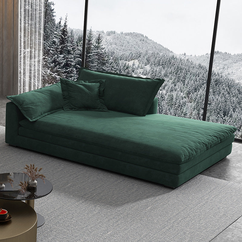Glam Cushioned Chaise Lounge Recessed Arms Chaise with Three Pillows for Bedroom Blackish Green Left-Arm Chaise Clearhalo 'Chairs & Seating' 'Chaise Lounge' 'chaise_lounge' 'furn' 'furn_chaise_lounge' 'Furniture' 'Living Room Furniture' 6968770