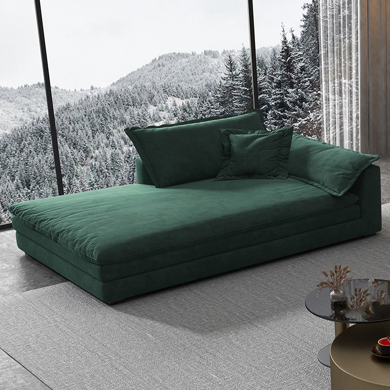 Glam Cushioned Chaise Lounge Recessed Arms Chaise with Three Pillows for Bedroom Blackish Green Right-Arm Chaise Clearhalo 'Chairs & Seating' 'Chaise Lounge' 'chaise_lounge' 'furn' 'furn_chaise_lounge' 'Furniture' 'Living Room Furniture' 6968772