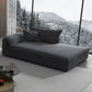 Glam Cushioned Chaise Lounge Recessed Arms Chaise with Three Pillows for Bedroom Black-Gray Left-Arm Chaise Clearhalo 'Chairs & Seating' 'Chaise Lounge' 'chaise_lounge' 'furn' 'furn_chaise_lounge' 'Furniture' 'Living Room Furniture' 6968773